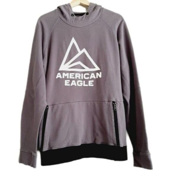 AEO Sweatshirt Hoodie Purple Pullover Top Men's Sz L Flawed - Picture 1 of 12